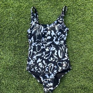 Hurley Black and White Floral Swimsuit